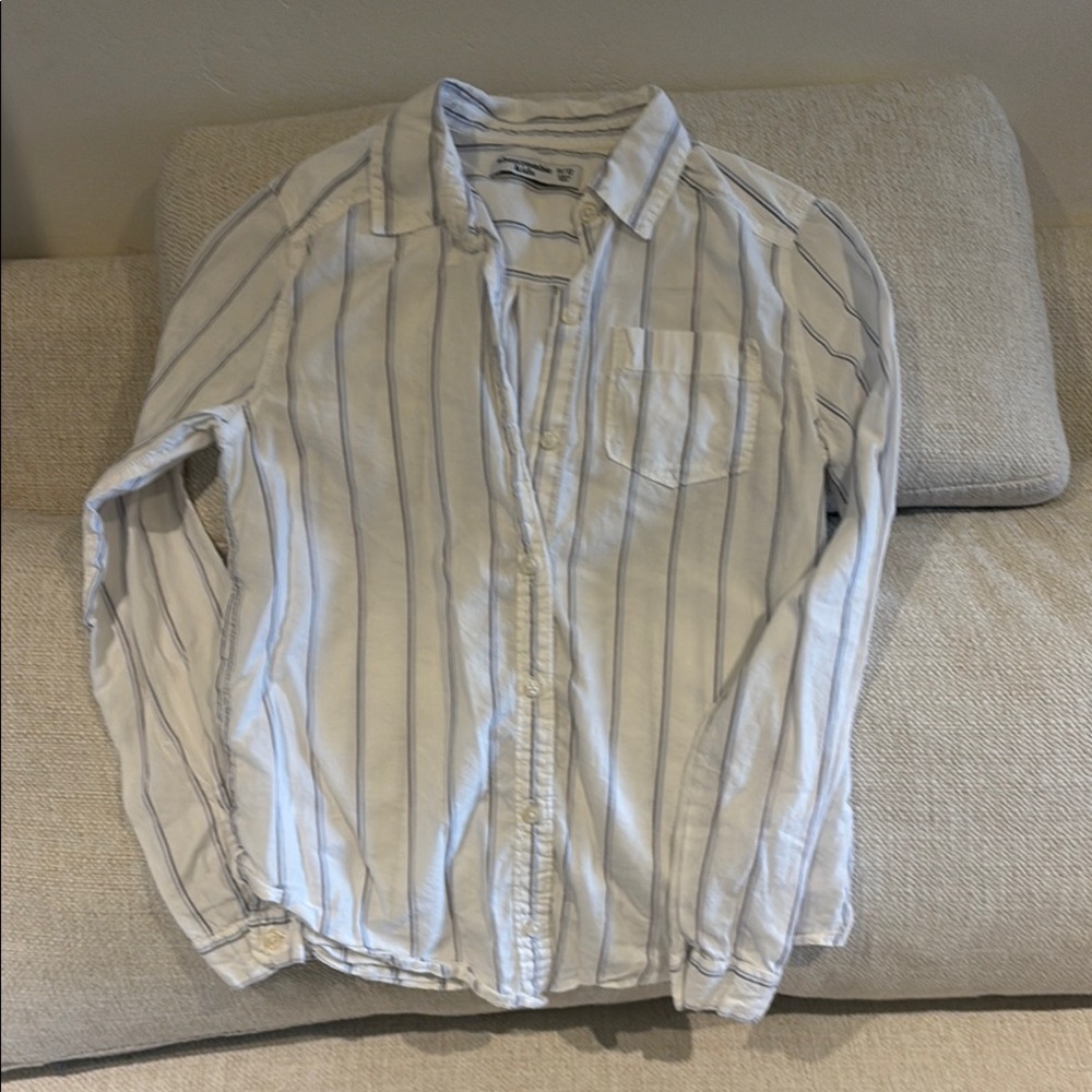 Abercrombie Kids Blue and White Striped Button Down Shirt